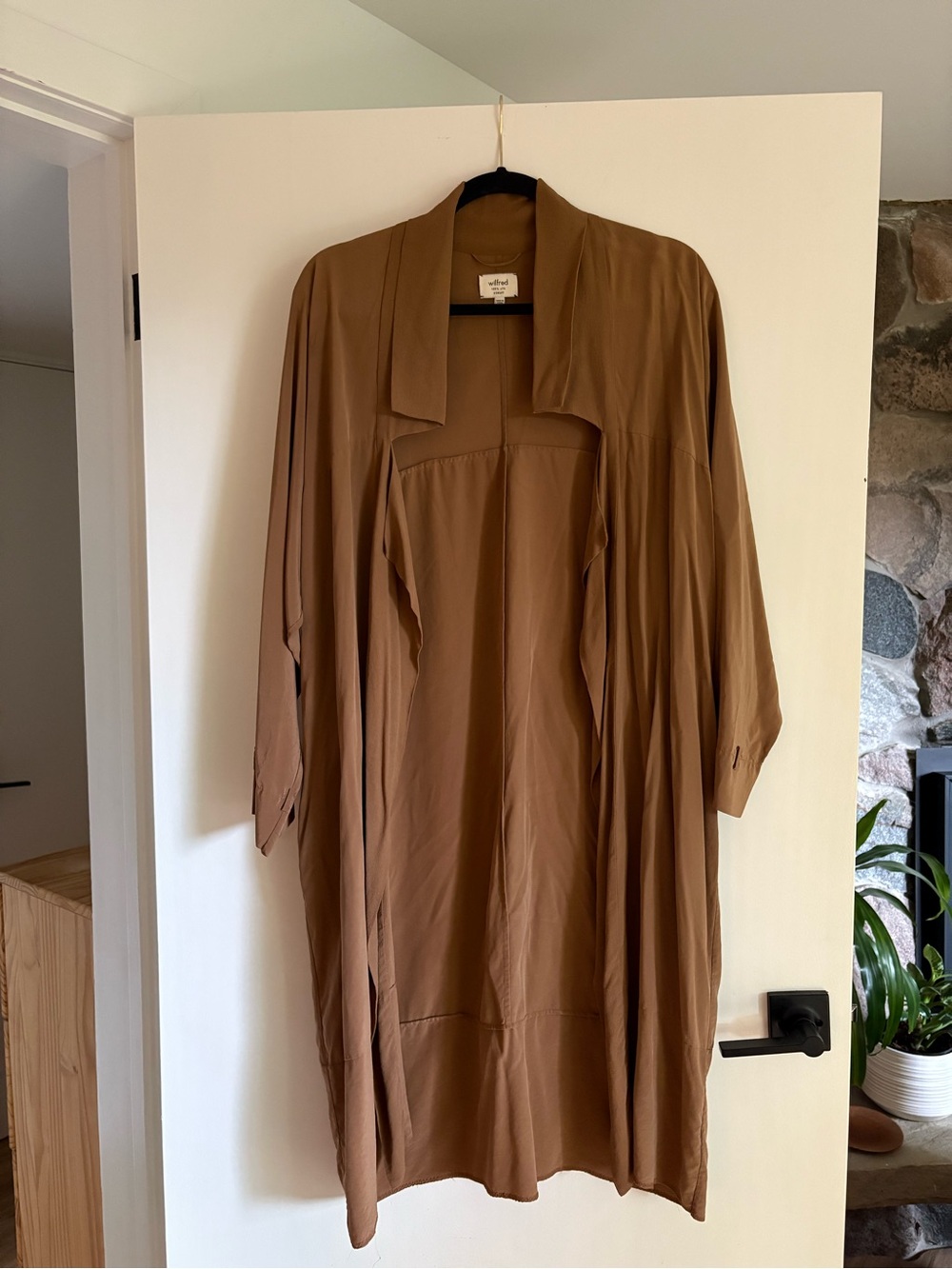 Wilfred Aritzia Silk Duster Jacket Coat Y2K Camel Bronze Tan Small
